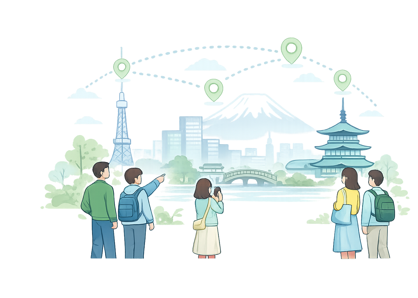 交流活動が発展途上であることを表すイラスト